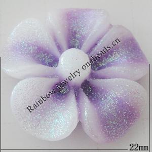 Resin Cabochons, No Hole Headwear & Costume Accessory, Flower, About 22mm in diameter, Sold by Bag