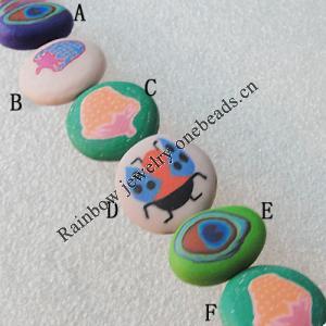 Pottery Clay Beads, Flat Round 24mm Hole:About 1.5mm , Sold by PC