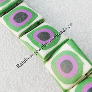 Pottery Clay Beads, Square 18mm Hole:About 1.5mm , Sold by PC