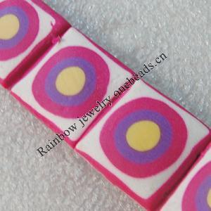 Pottery Clay Beads, Square 18mm Hole:About 1.5mm , Sold by PC