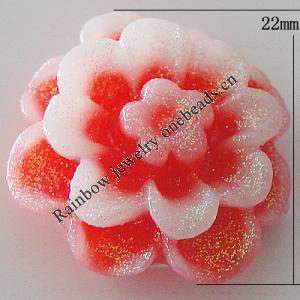 Resin Cabochons, No Hole Headwear & Costume Accessory, Flower, About 22mm in diameter, Sold by Bag