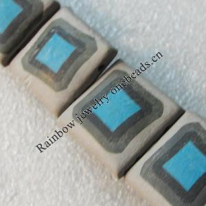 Pottery Clay Beads, Square 18mm Hole:About 1.5mm , Sold by PC