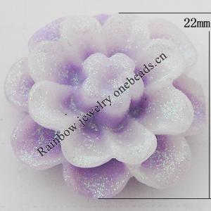 Resin Cabochons, No Hole Headwear & Costume Accessory, Flower, About 22mm in diameter, Sold by Bag