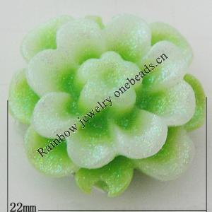 Resin Cabochons, No Hole Headwear & Costume Accessory, Flower, About 22mm in diameter, Sold by Bag