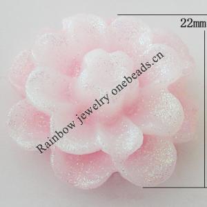 Resin Cabochons, No Hole Headwear & Costume Accessory, Flower, About 22mm in diameter, Sold by Bag