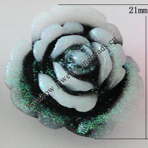 Resin Cabochons, No Hole Headwear & Costume Accessory, Flower, About 21mm in diameter, Sold by Bag