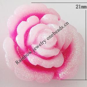 Resin Cabochons, No Hole Headwear & Costume Accessory, Flower, About 21mm in diameter, Sold by Bag