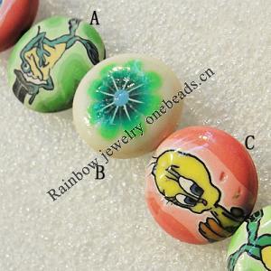 Pottery Clay Beads, Flat Round 20mm Hole:About 1.5mm , Sold by PC