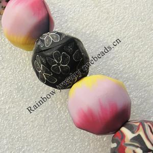 Pottery Clay Beads, 25mm Hole:About 1.5mm , Sold by PC