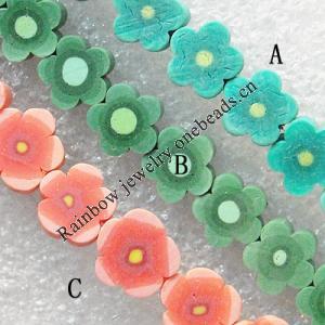 Pottery Clay Beads, Flower 10mm Hole:About 1.5mm , Sold by PC