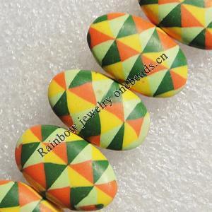 Pottery Clay Beads, Flat Oval 30x25mm Hole:About 1.5mm , Sold by PC