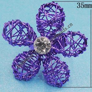  Handmade Ring, Iron Lead-free, Ring size:16-20mm, Flower 35mm, Sold By Bag