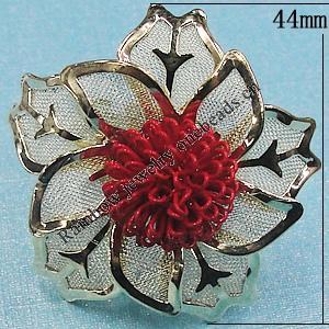  Handmade Ring, Iron Lead-free, Ring size:16-20mm, Flower 44mm, Sold By Bag