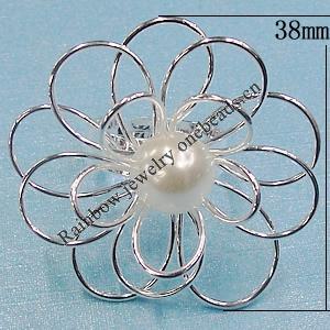  Handmade Ring, Iron Lead-free, Ring size:16-20mm, Flower 38mm, Sold By Box