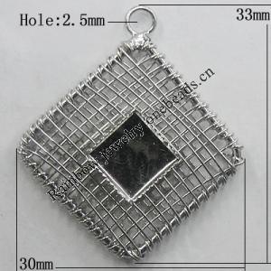Iron Thread Component Handmade Lead-free, Diamond 33x30mm, Sold by Bag