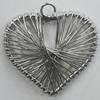 Iron Thread Component Handmade Lead-free, Heart 27x27mm Hole:2.5mm, Sold by Bag