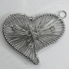 Iron Thread Component Handmade Lead-free, Heart 32x39mm Hole:2.5mm, Sold by Bag