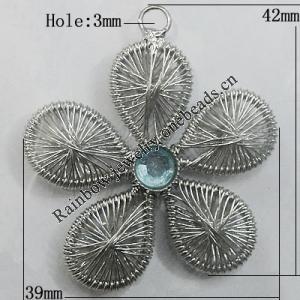 Iron Thread Component Handmade Lead-free, Flower 42x39mm Hole:3mm, Sold by Bag