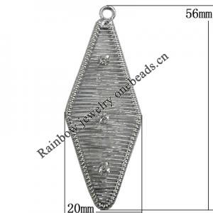 Iron Thread Component Handmade Lead-free, Diamond 56x20mm, Sold by Bag