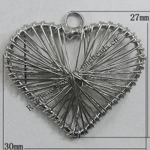 Iron Thread Component Handmade Lead-free, Heart 30x27mm Hole:2.5mm, Sold by Bag