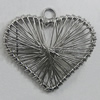 Iron Thread Component Handmade Lead-free, Heart 30x27mm Hole:2.5mm, Sold by Bag