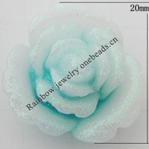 Resin Cabochons, No Hole Headwear & Costume Accessory, Flower, About 20mm in diameter, Sold by Bag