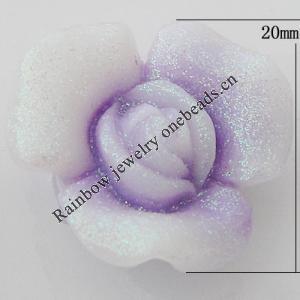 Resin Cabochons, No Hole Headwear & Costume Accessory, Flower, About 20mm in diameter, Sold by Bag