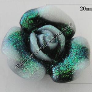 Resin Cabochons, No Hole Headwear & Costume Accessory, Flower, About 20mm in diameter, Sold by Bag