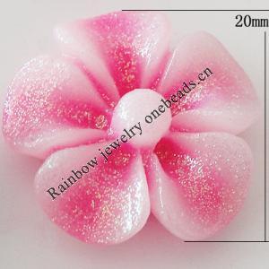 Resin Cabochons, No Hole Headwear & Costume Accessory, Flower, About 20mm in diameter, Sold by Bag