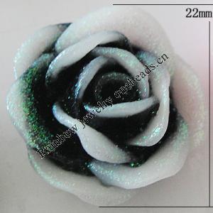 Resin Cabochons, No Hole Headwear & Costume Accessory, Flower, About 22mm in diameter, Sold by Bag