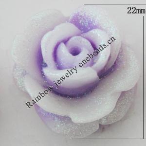 Resin Cabochons, No Hole Headwear & Costume Accessory, Flower, About 22mm in diameter, Sold by Bag