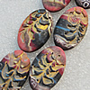 Pottery Clay Beads, Flat Oval 26x16mm Hole:About 1.5mm , Sold by PC