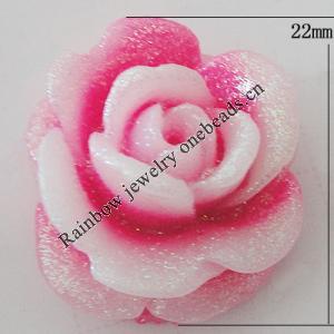 Resin Cabochons, No Hole Headwear & Costume Accessory, Flower, About 22mm in diameter, Sold by Bag