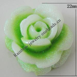 Resin Cabochons, No Hole Headwear & Costume Accessory, Flower, About 22mm in diameter, Sold by Bag