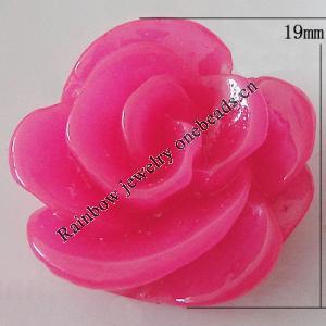 Resin Cabochons, No Hole Headwear & Costume Accessory, Flower, About 19mm in diameter, Sold by Bag