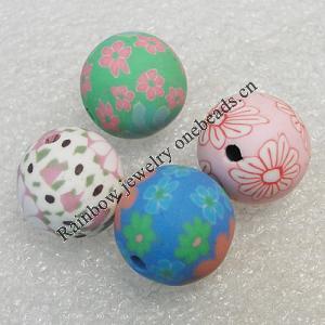 Pottery Clay Beads, Round 6mm Hole:About 1.5mm , Sold by PC