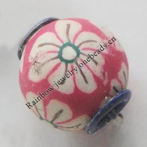 Pottery Clay Beads European, European Style, 12mm Hole:About 4.5mm, Sold by PC