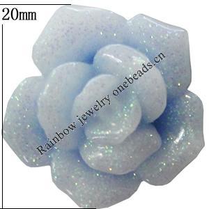 Resin Cabochons, No Hole Headwear & Costume Accessory, Flower, About 20mm in diameter, Sold by Bag