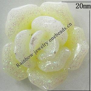 Resin Cabochons, No Hole Headwear & Costume Accessory, Flower, About 20mm in diameter, Sold by Bag