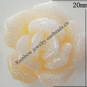 Resin Cabochons, No Hole Headwear & Costume Accessory, Flower, About 20mm in diameter, Sold by Bag