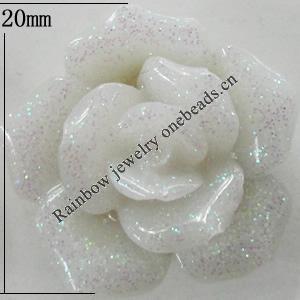 Resin Cabochons, No Hole Headwear & Costume Accessory, Flower, About 20mm in diameter, Sold by Bag