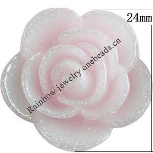 Resin Cabochons, No Hole Headwear & Costume Accessory, Flower, About 24mm in diameter, Sold by Bag