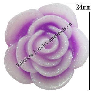 Resin Cabochons, No Hole Headwear & Costume Accessory, Flower, About 24mm in diameter, Sold by Bag