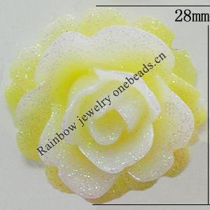 Resin Cabochons, No Hole Headwear & Costume Accessory, Flower, About 28mm in diameter, Sold by Bag