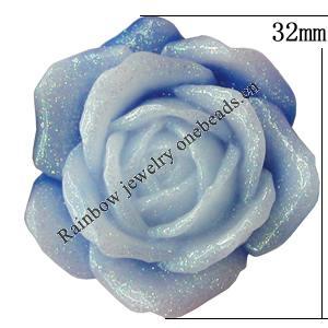 Resin Cabochons, No Hole Headwear & Costume Accessory, Flower, About 32mm in diameter, Sold by Bag