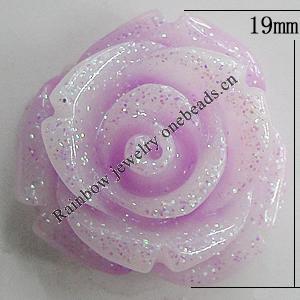 Resin Cabochons, No Hole Headwear & Costume Accessory, Flower, About 19mm in diameter, Sold by Bag