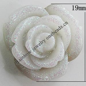 Resin Cabochons, No Hole Headwear & Costume Accessory, Flower, About 19mm in diameter, Sold by Bag