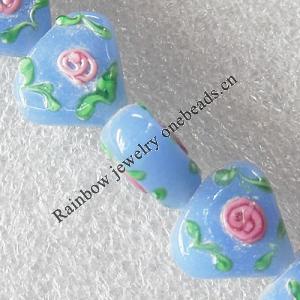 Lampwork Beads, Triangle 13x15mm Hole:About 1.5mm, Sold by PC