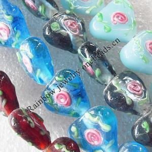 Lampwork Beads, Mix Color Triangle 13x15mm Hole:About 1.5mm, Sold by Group