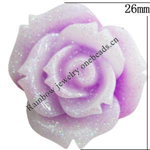 Resin Cabochons, No Hole Headwear & Costume Accessory, Flower, About 26mm in diameter, Sold by Bag